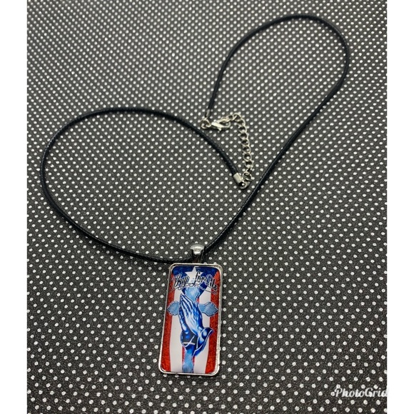 Necklace With Steel Plated Glass Cabochon Choker - Picture 3 of 5